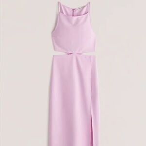 Boatneck Side Cutout Midi Dress - Pink